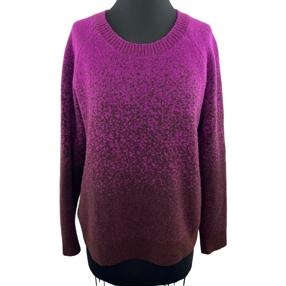 ATHLETA Purple Ombre Wool Long Sleeve Round Neck Hawthorn Textured Sweater L